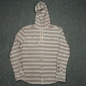 Johnnie O Shirt Mens Large Gray Brown Barta Stretch Flannel Lodge Hoodie